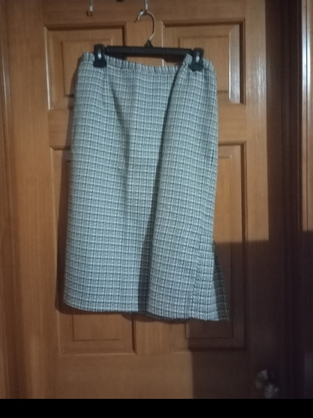 Classic Plaid A-Line Midi Skirt - Gray/Black